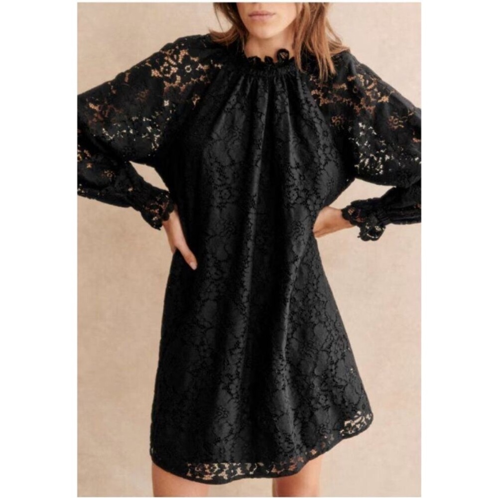 EUC Sezane Jeannie Black Lace Dress